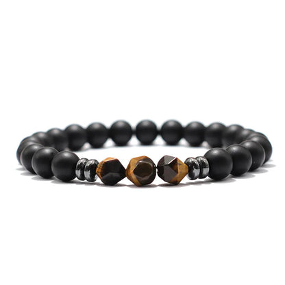 Men’s Black Onyx & Tiger Eye Jewel Beaded Bracelet - zenton