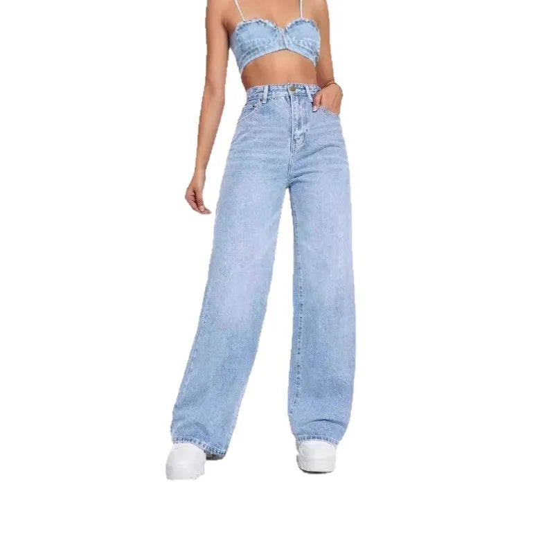 2025 Women’s Mid-Waist Slim Straight Jeans – Euro & US Style - zenton