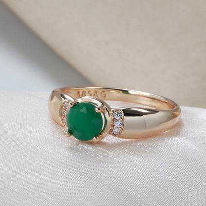18K Gold Emerald & Diamond Jewel Ring for Women - zenton