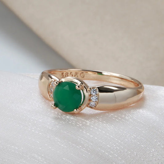 18K Gold Emerald & Diamond Jewel Ring for Women - zenton