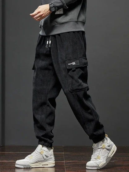 Spring Autumn New Style Elastic Waist Casual Pants for Men Stretch Straight Drawstring Harem Jogging Sports Long Pants Male zenton