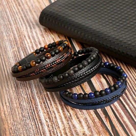 Layered Leather & Tiger Eye Bracelet – Handmade Jewels - zenton