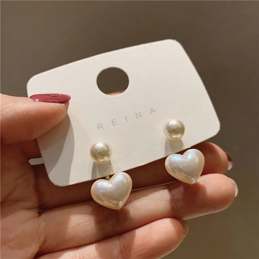 Heart Pearl Geometric Earrings – Elegant Jewels for Women - zenton