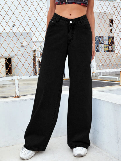 2025 Women’s Mid-Waist Slim Straight Jeans – Euro & US Style - zenton