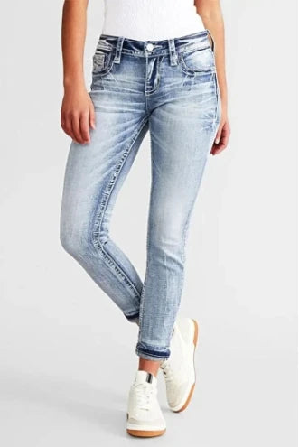 Women’s Slim-Fit Embroidered Jeans – Stretch Casual Pants - zenton
