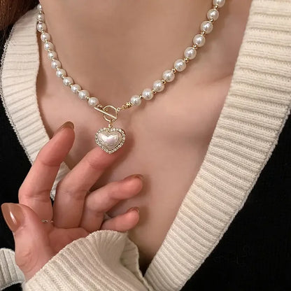 Heart Pearl Pendant Necklace – Luxury Women’s Jewels - zenton