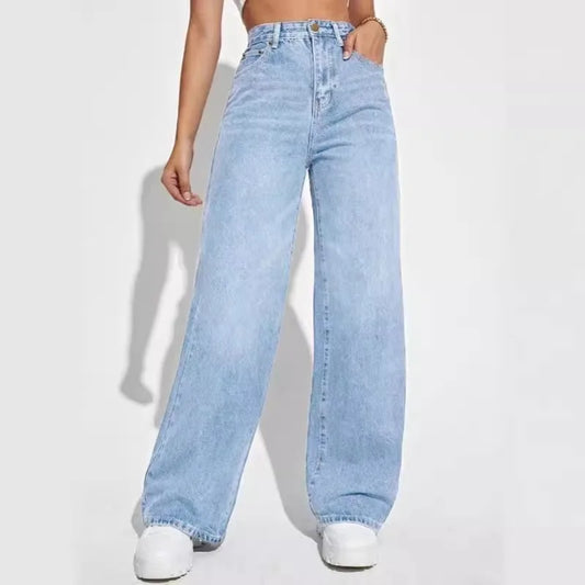 2025 Women’s Mid-Waist Slim Straight Jeans – Euro & US Style - zenton