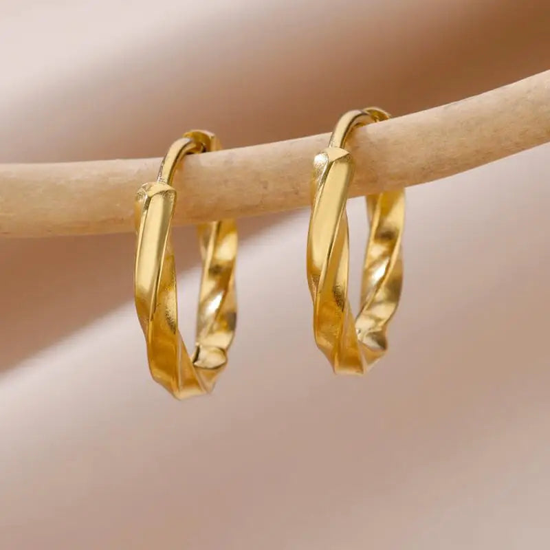 Vintage Gold Stainless Steel Earrings – Women’s Jewels - zenton