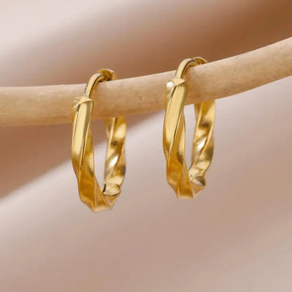 Vintage Gold Stainless Steel Earrings – Women’s Jewels - zenton