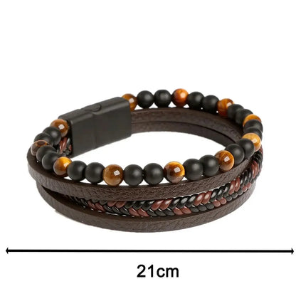Layered Leather & Tiger Eye Bracelet – Handmade Jewels - zenton