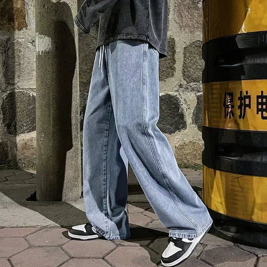 Men’s Korean Style Wide Leg Jeans – Loose Straight Fit Casual Jeans - zenton