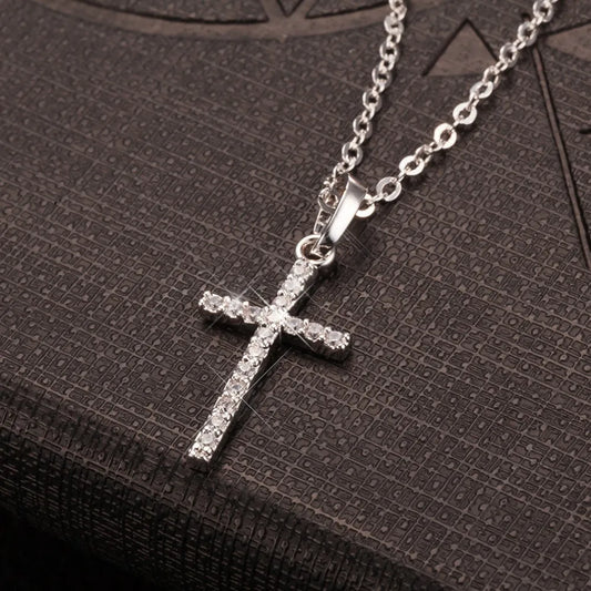 Cross Pendant Rhinestone Necklace – Artificial Jewellery Set - zenton