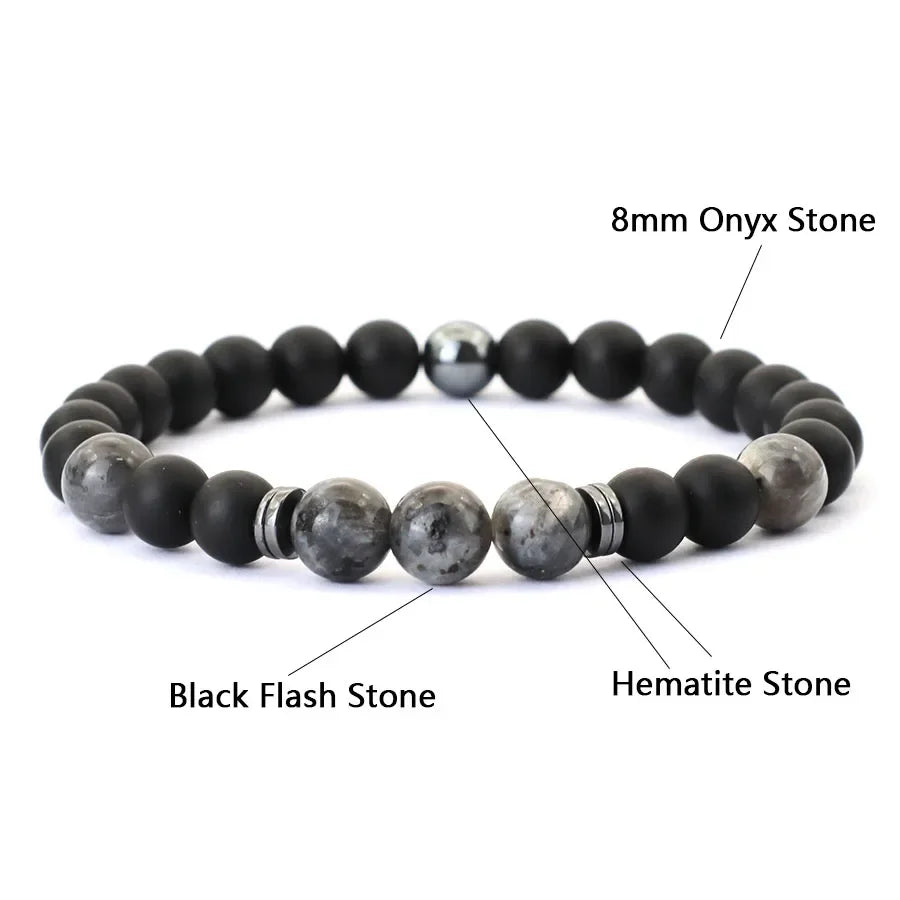 Men’s Black & Red Bead Jewel Bracelet – Casual Style - zenton