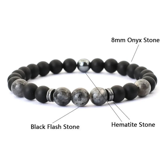 Men’s Black & Red Bead Jewel Bracelet – Casual Style - zenton