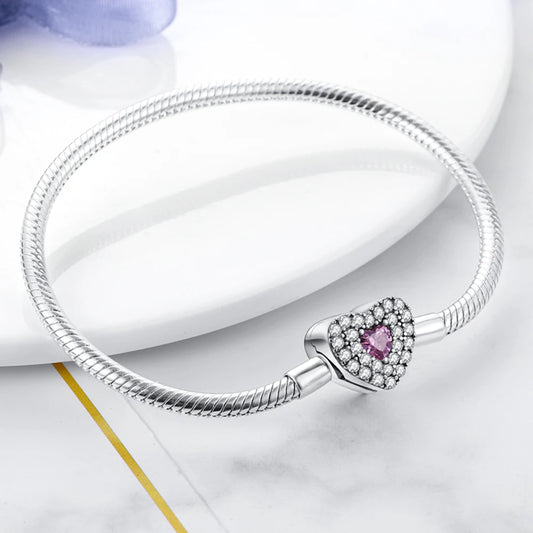 Peach Heart Zircon S925 Silver Jewel Bracelet for Women - zenton