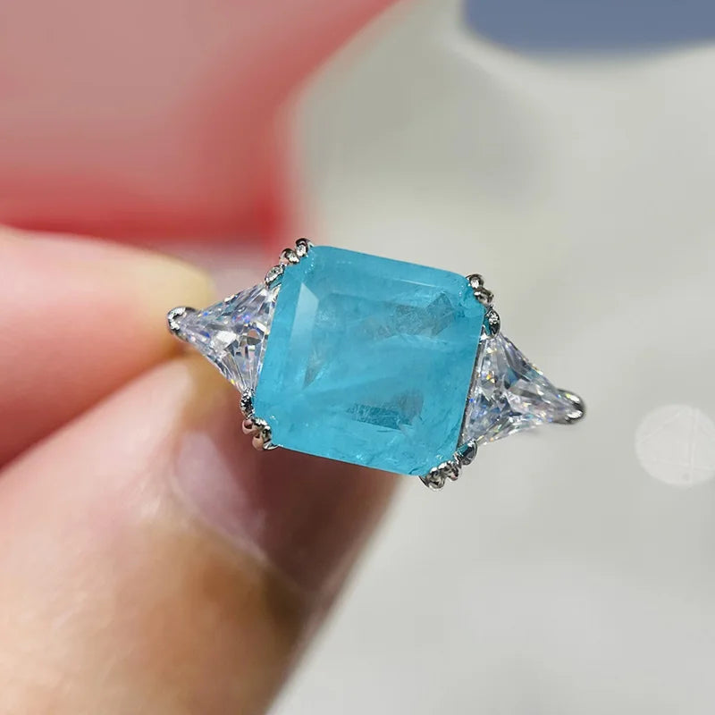 925 Silver Paraiba Emerald Tourmaline Jewel Ring - zenton