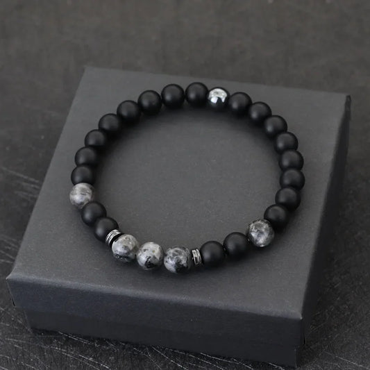 Men’s Black & Red Bead Jewel Bracelet – Casual Style - zenton