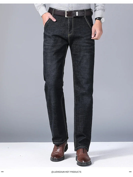 Men’s Business Casual Jeans – Slim Fit Straight Stretch Denim for All-Day Comfort - zenton