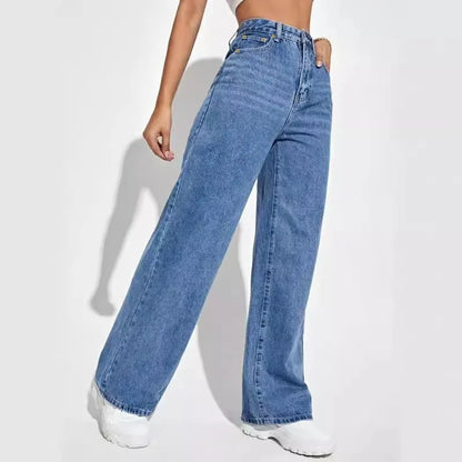 2025 Women’s Mid-Waist Slim Straight Jeans – Euro & US Style - zenton