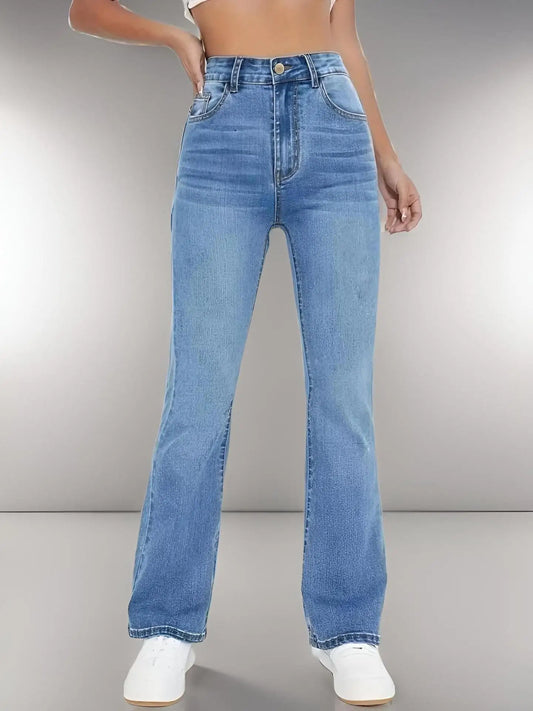 Women’s High-Waist Washed Denim – Slim Euro & US Casual Jeans - zenton