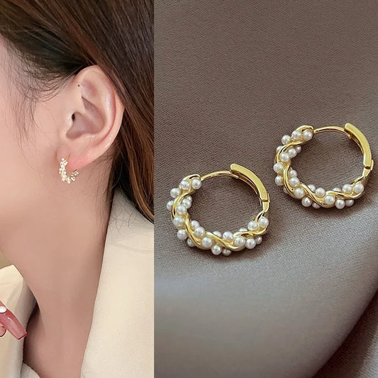 French Pearl Hoop Earrings – Elegant Women’s Jewels - zenton