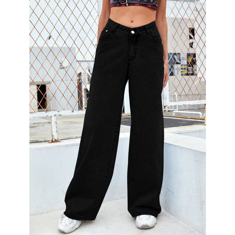 2025 Women’s Mid-Waist Slim Straight Jeans – Euro & US Style - zenton