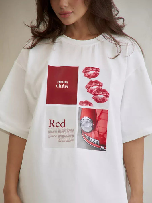European American Hot Girl American Y2K Design Printed T-shirt Summer Women Ins Pure Cotton High Street Retro Short-sleeved Top zenton