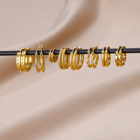 Vintage Gold Stainless Steel Earrings – Women’s Jewels - zenton