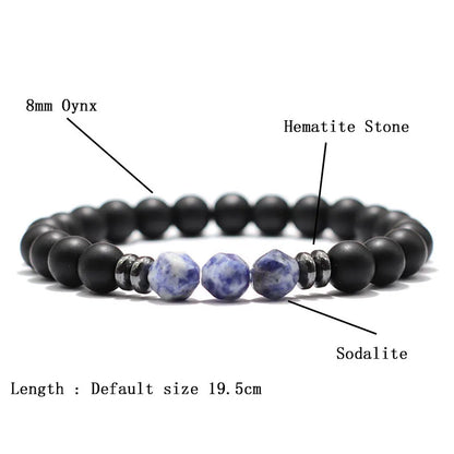 Men’s Black Onyx & Tiger Eye Jewel Beaded Bracelet - zenton