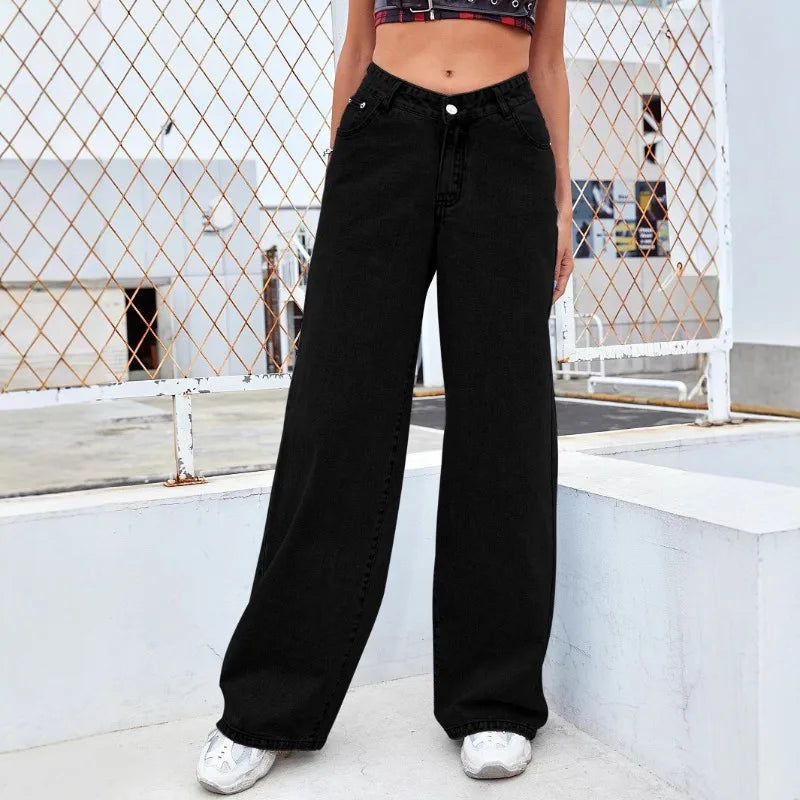 2025 Women’s Mid-Waist Slim Straight Jeans – Euro & US Style - zenton