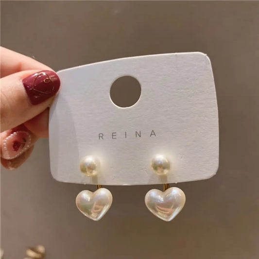 Heart Pearl Geometric Earrings – Elegant Jewels for Women - zenton
