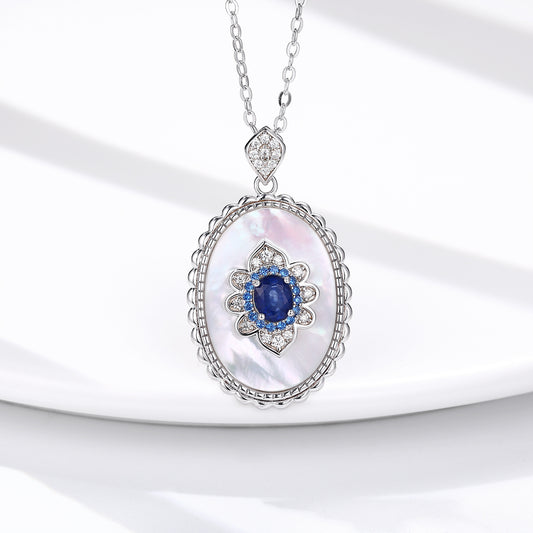 Sapphire & Diamond Jewel Pendant – 925 Sterling Silver Necklace for Women - zenton