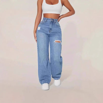Women’s Washed Ripped Jeans – Euro & US Style Distressed Denim - zenton